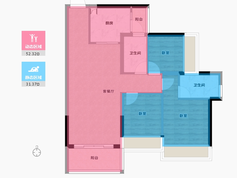 广东省-佛山市-华福熹云水岸-74.49-户型库-动静分区