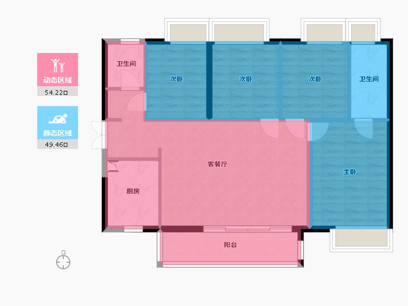 广东省-广州市-清远时代香海彼岸-93.81-户型库-动静分区