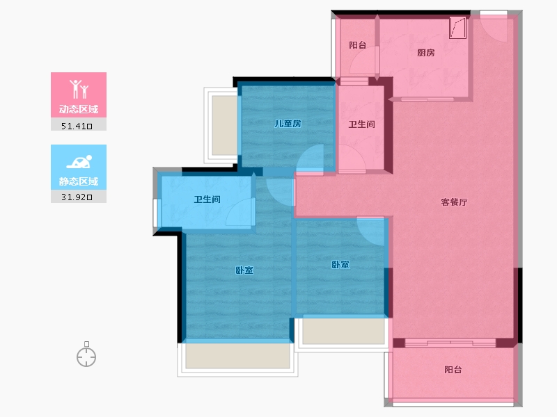 广东省-佛山市-华福熹云水岸-73.94-户型库-动静分区