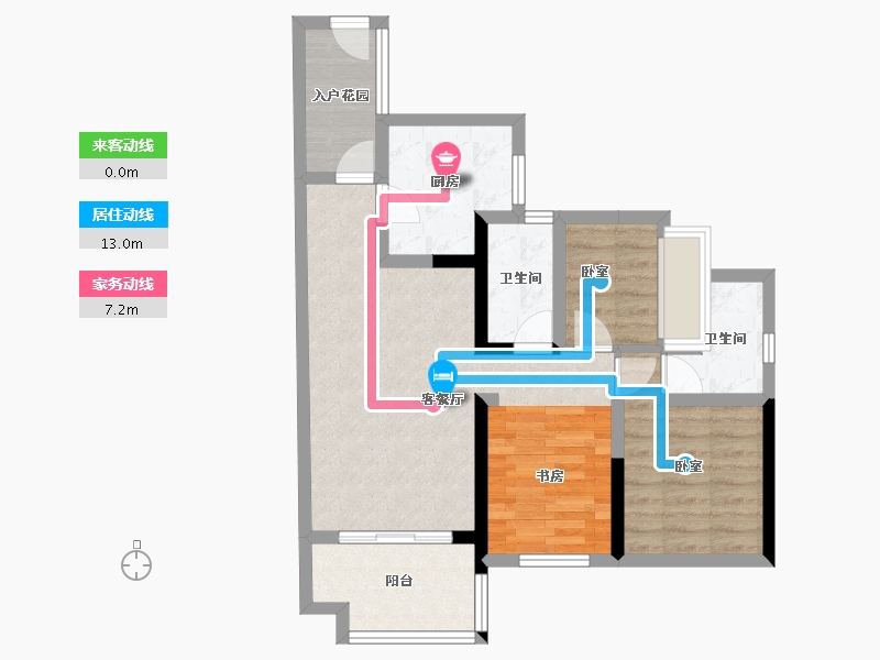 广东省-江门市-碧桂园越秀西江御府-70.84-户型库-动静线