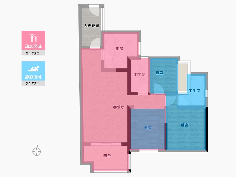 广东省-江门市-碧桂园越秀西江御府-70.84-户型库-动静分区