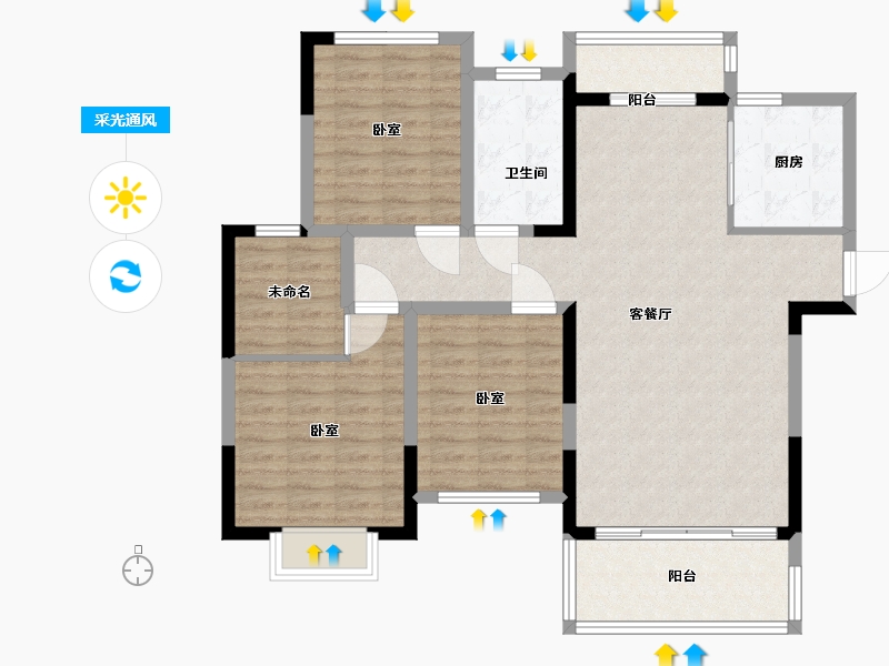 湖南省-湘潭市-金沅公馆-103.00-户型库-采光通风