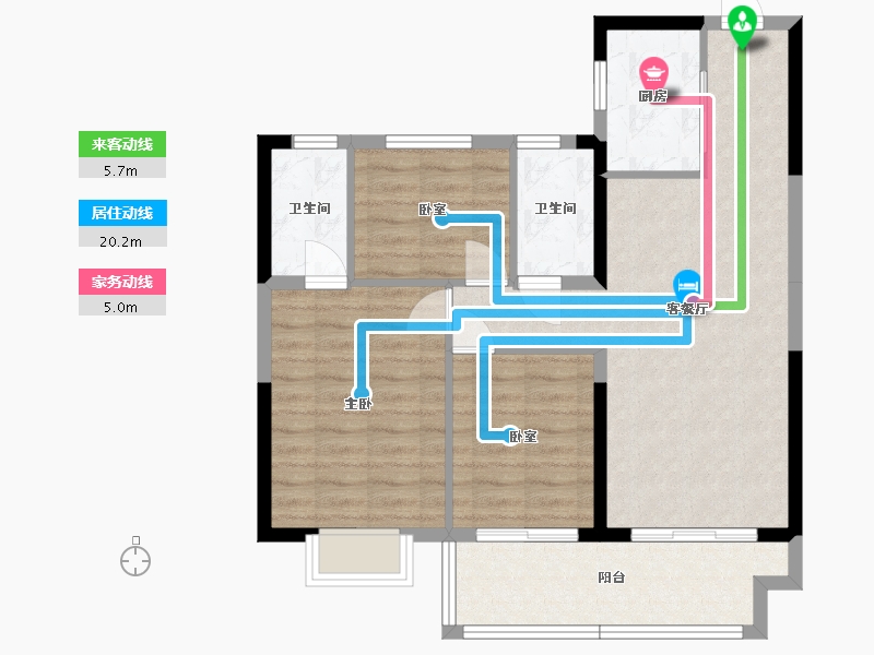 湖北省-武汉市-碧桂园黄金时代-80.82-户型库-动静线