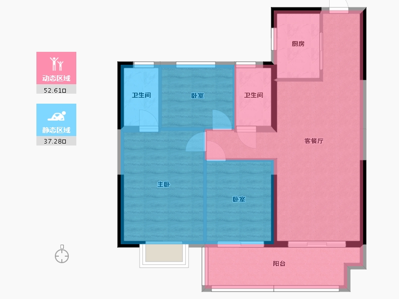 湖北省-武汉市-碧桂园黄金时代-80.82-户型库-动静分区