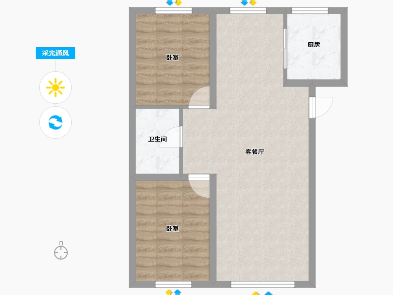 吉林省-长春市-万龙建阳府-64.44-户型库-采光通风