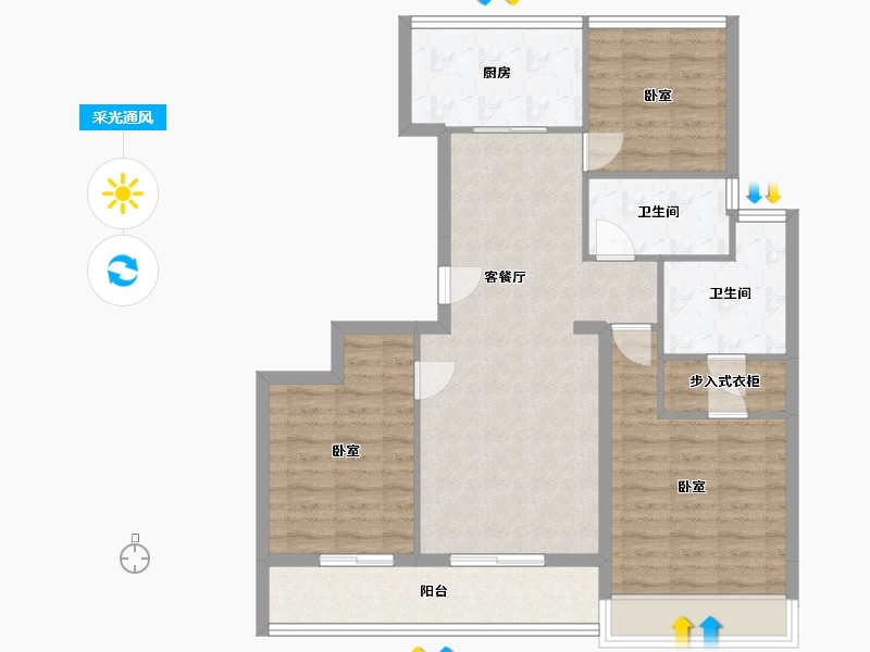 浙江省-舟山市-绿城沁润公寓-91.16-户型库-采光通风