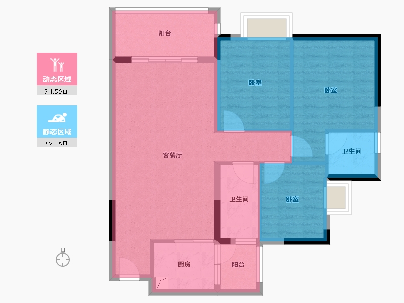 广东省-惠州市-海伦堡海伦虹-80.36-户型库-动静分区