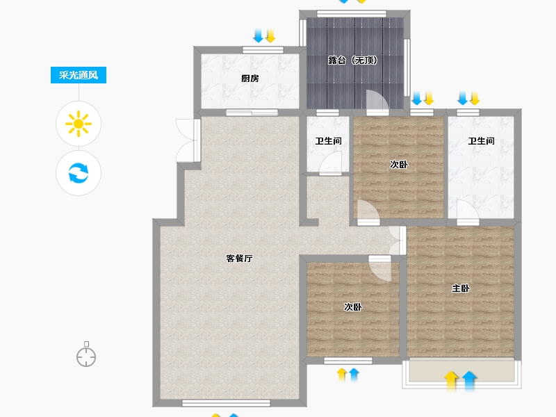 吉林省-长春市-高新君園-119.52-户型库-采光通风