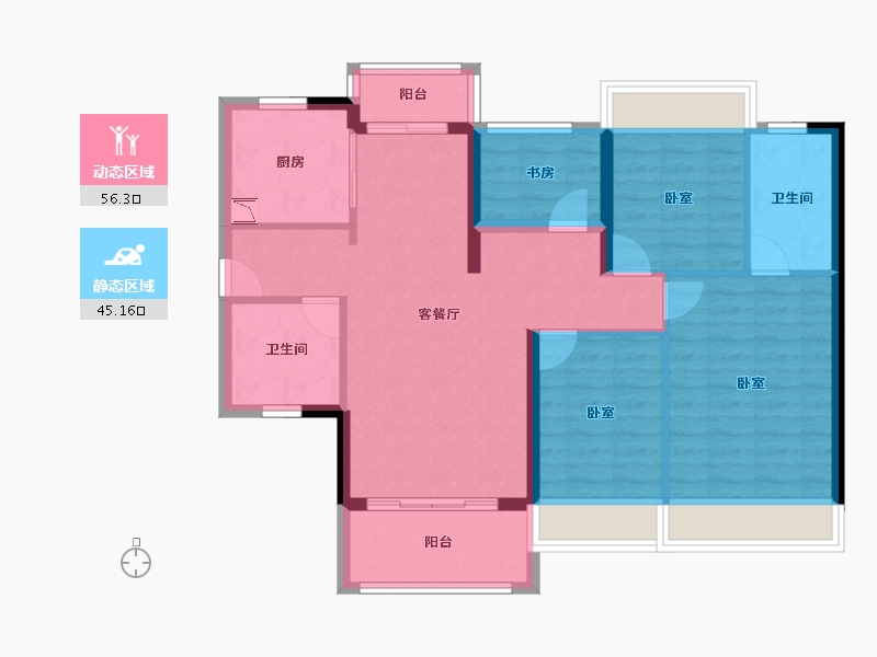 广东省-广州市-得天和苑-90.72-户型库-动静分区