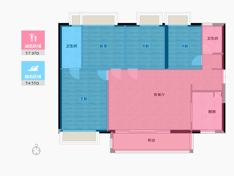 广东省-广州市-清远时代香海彼岸-102.40-户型库-动静分区