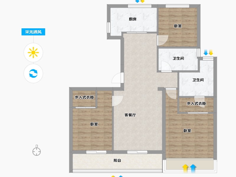 浙江省-舟山市-绿城沁润公寓-91.82-户型库-采光通风