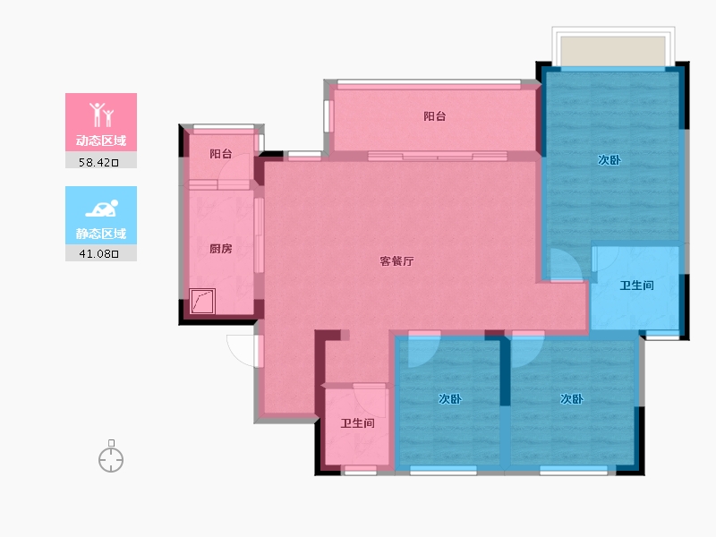 四川省-绵阳市-东原华宇朗阅-88.03-户型库-动静分区