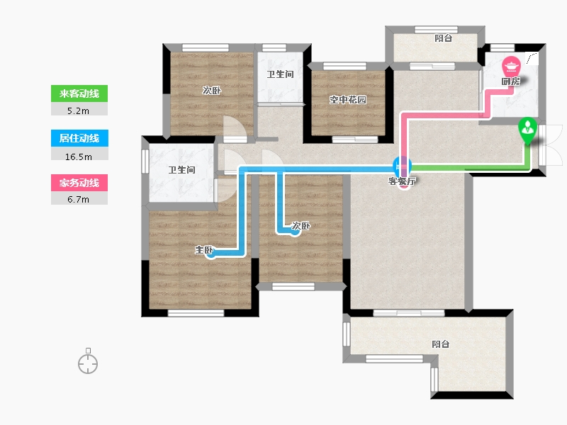 湖南省-长沙市-泰禹云开壹品·樾玺-95.75-户型库-动静线