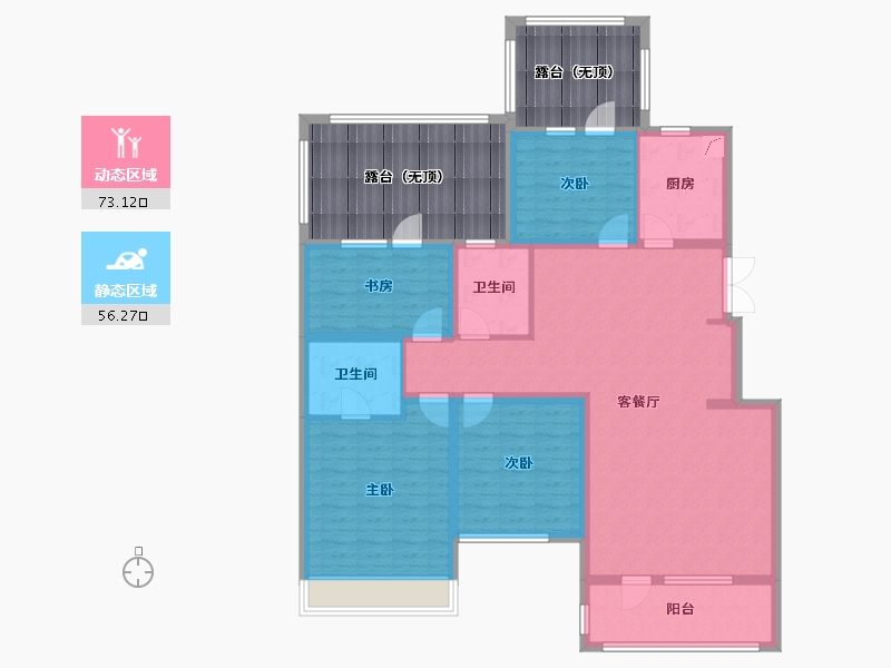 吉林省-长春市-高新君園-141.39-户型库-动静分区