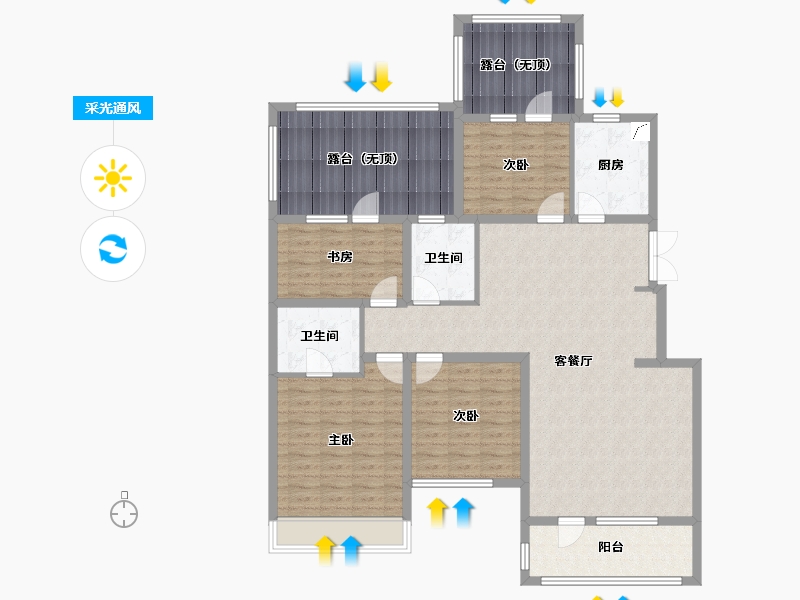 吉林省-长春市-高新君園-141.39-户型库-采光通风