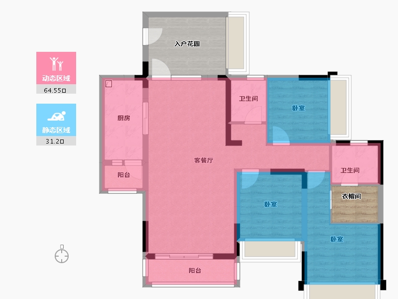 广东省-梅州市-创杰·璟苑-97.82-户型库-动静分区