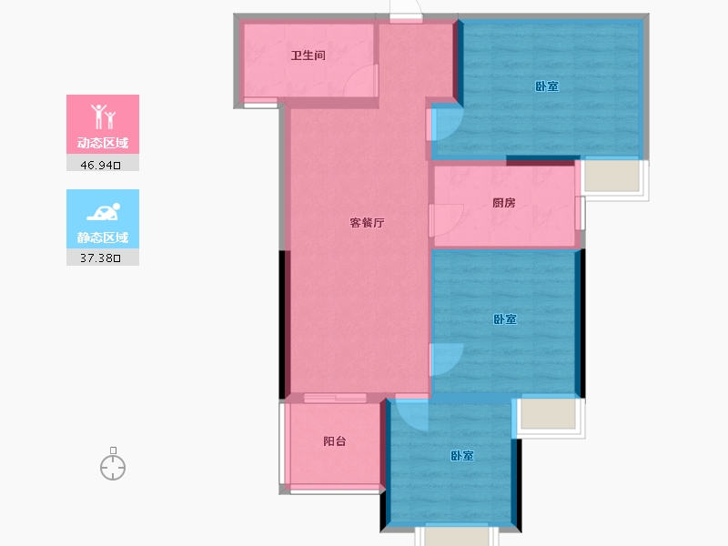 河南省-郑州市-合能枫丹新悦-75.21-户型库-动静分区