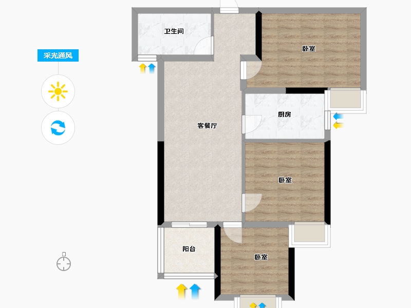 河南省-郑州市-合能枫丹新悦-75.21-户型库-采光通风