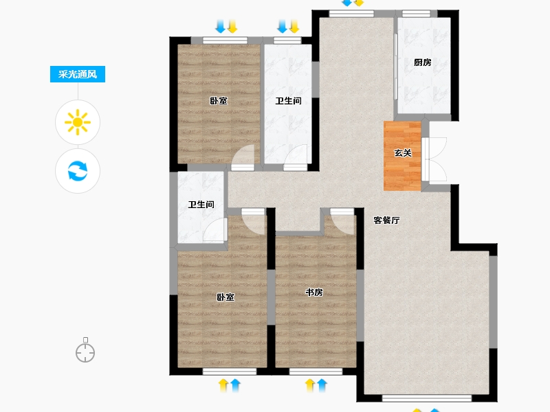 吉林省-长春市-金都小镇学府世家-105.92-户型库-采光通风