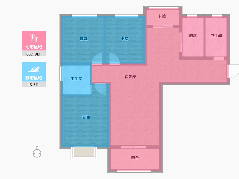 陕西省-西安市-永泽五里州-97.25-户型库-动静分区