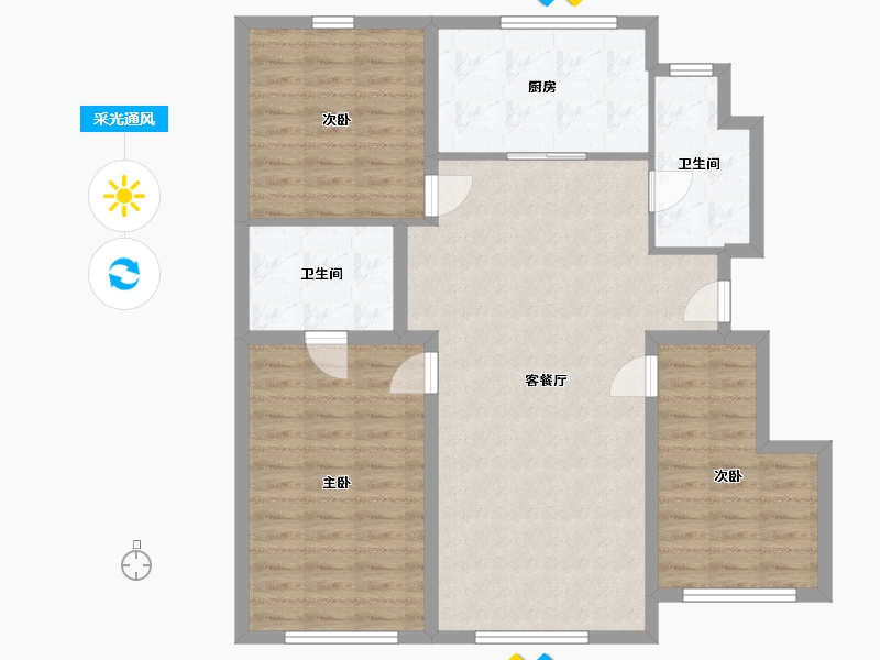 吉林省-长春市-豪邦四季经典荣域-102.79-户型库-采光通风