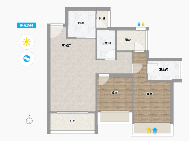 广东省-深圳市-颐翠名庭-65.48-户型库-采光通风