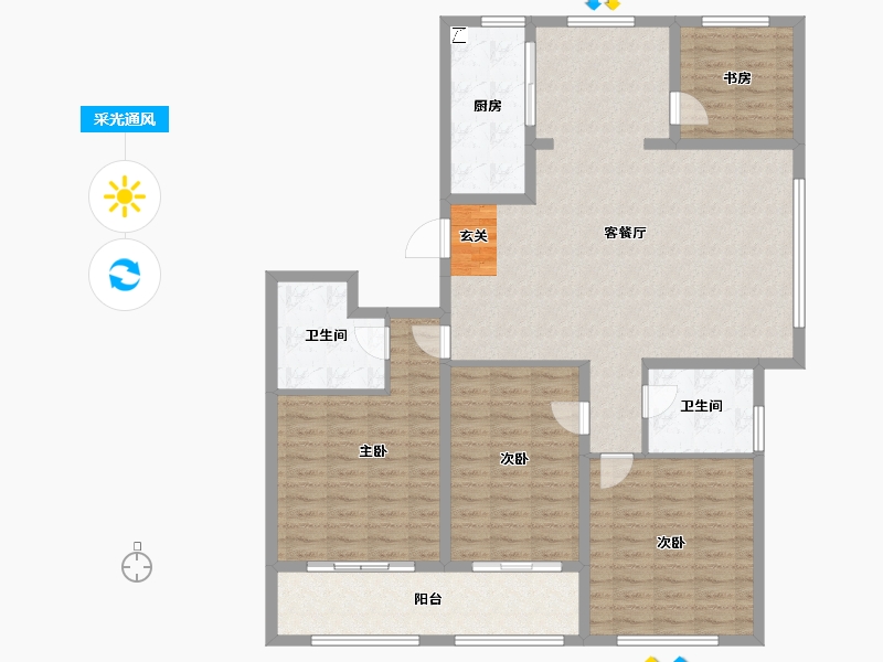 山东省-泰安市-绿景新天地-136.84-户型库-采光通风