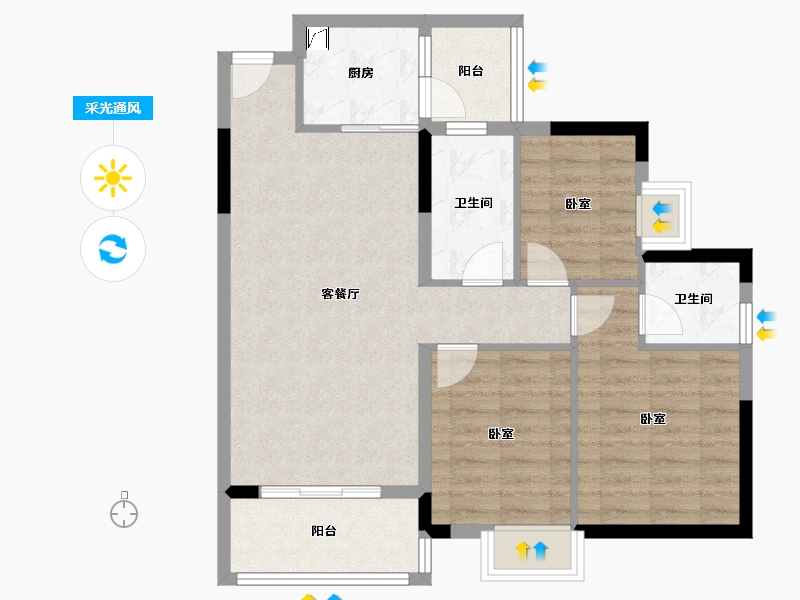 广东省-惠州市-海伦堡海伦虹-79.05-户型库-采光通风