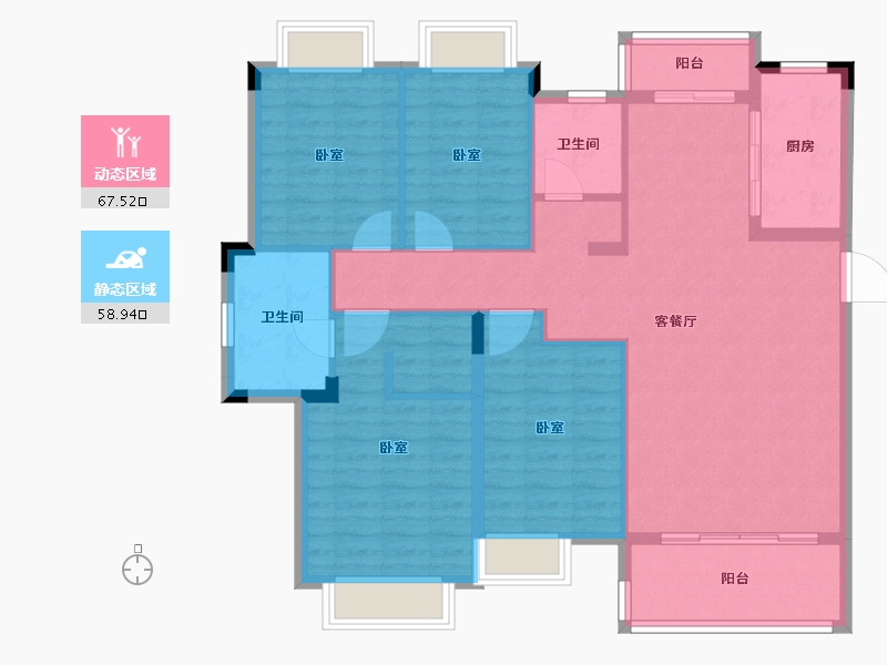 湖南省-长沙市-长沙亿达智造小镇-114.67-户型库-动静分区