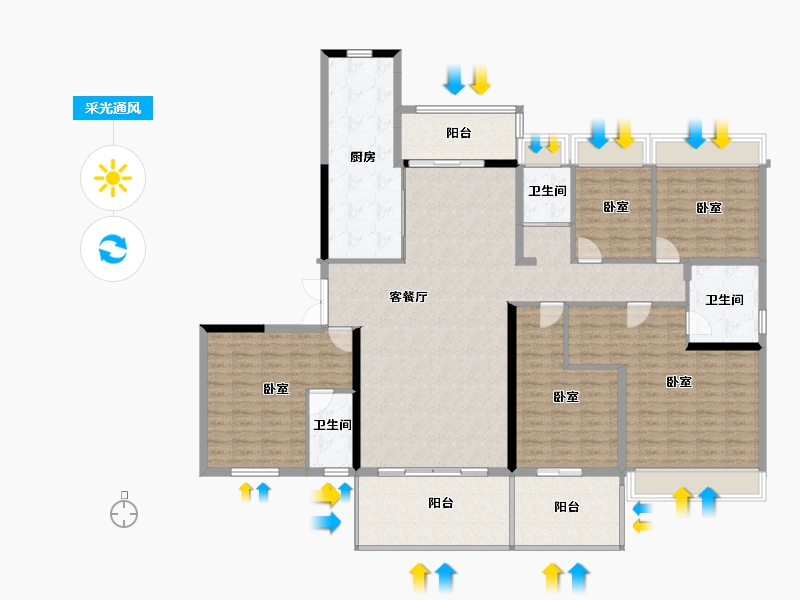 广东省-湛江市-碧桂园三期.盛世名门-183.94-户型库-采光通风