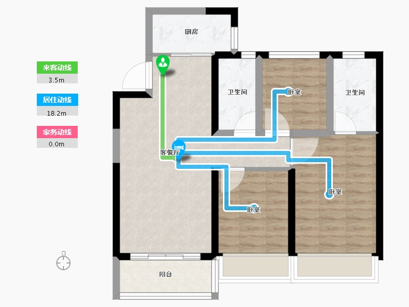 广东省-珠海市-龙湖龙光首开·湖城大境-69.69-户型库-动静线