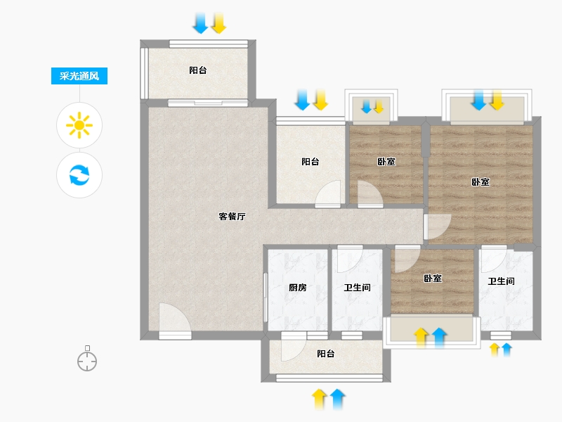 广东省-江门市-博富南湖壹號-80.41-户型库-采光通风