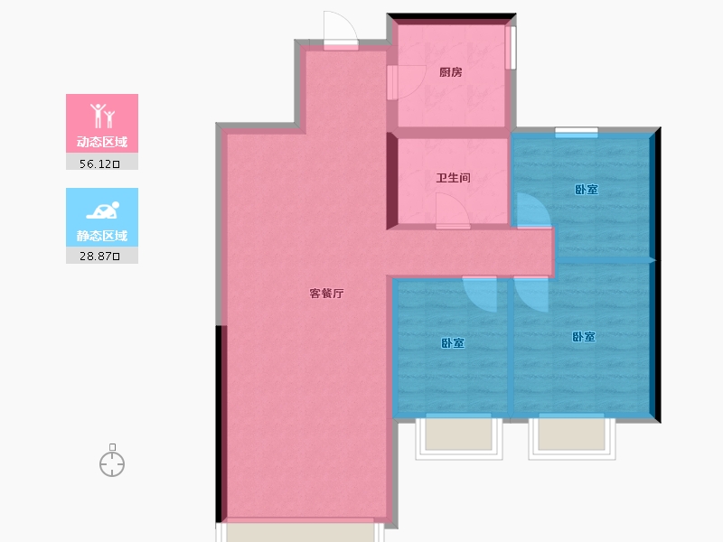 吉林省-通化市-梅河口恒大翡翠湾-76.52-户型库-动静分区