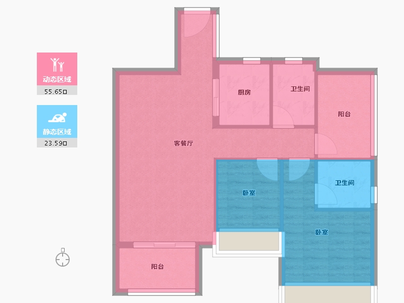 广东省-江门市-博富南湖壹號-71.38-户型库-动静分区