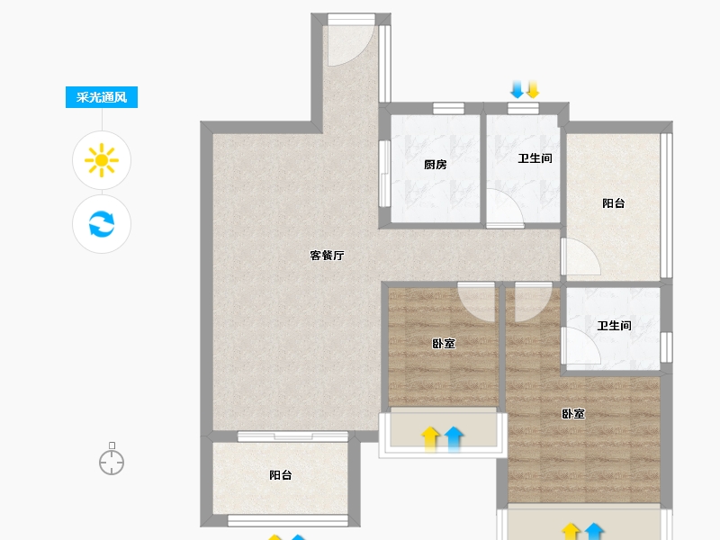 广东省-江门市-博富南湖壹號-71.38-户型库-采光通风