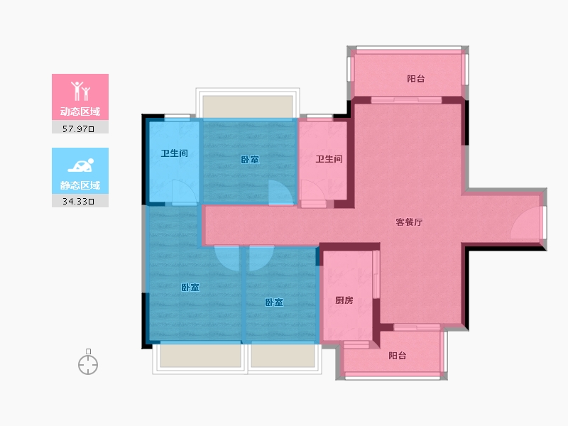 广东省-梅州市-奥园敏捷锦绣银湾-81.98-户型库-动静分区