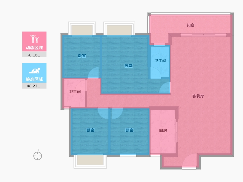 广东省-河源市-育茗.龙福家园-105.61-户型库-动静分区