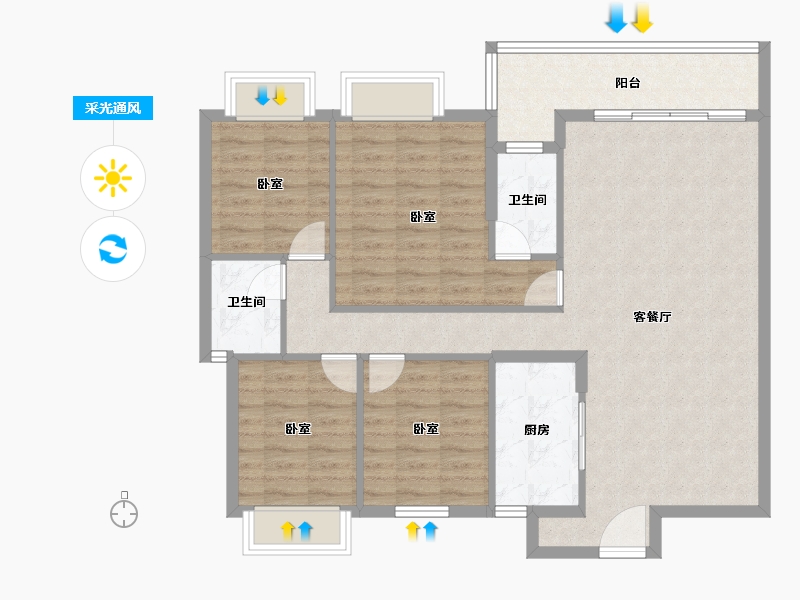 广东省-河源市-育茗.龙福家园-105.61-户型库-采光通风