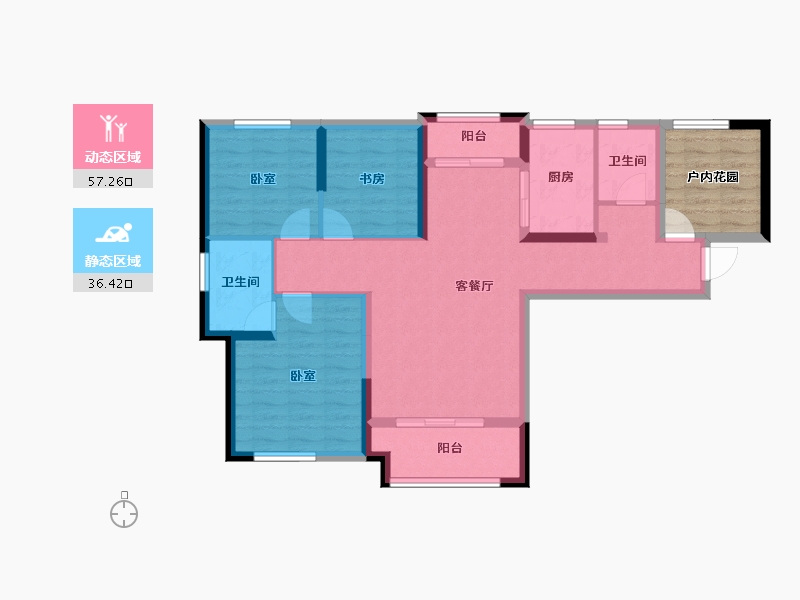 湖南省-长沙市-鑫苑名家-90.52-户型库-动静分区