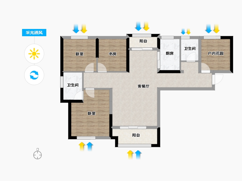 湖南省-长沙市-鑫苑名家-90.52-户型库-采光通风