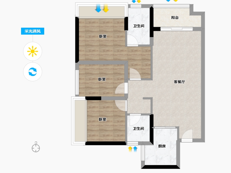 广东省-佛山市-招商悦府-71.99-户型库-采光通风