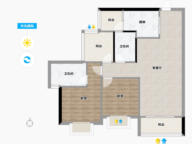 广东省-肇庆市-龙光玖龙湾-79.00-户型库-采光通风