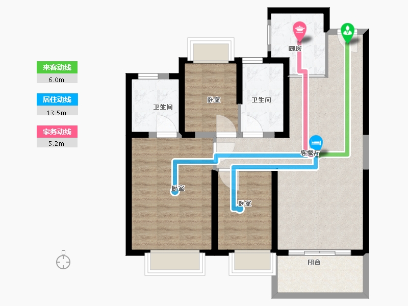 湖北省-武汉市-武汉恒大时代新城-85.00-户型库-动静线