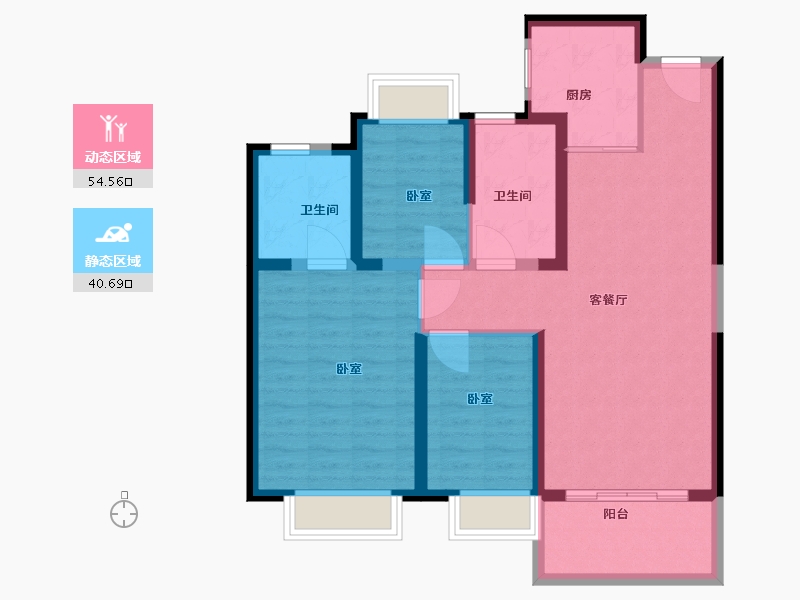 湖北省-武汉市-武汉恒大时代新城-85.00-户型库-动静分区