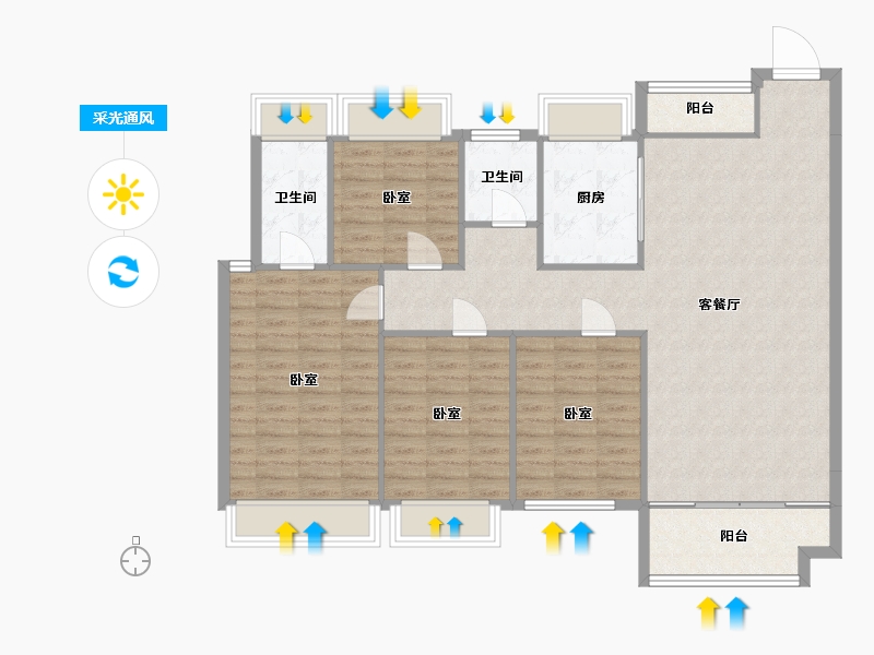 湖南省-常德市-旭辉国际新城-118.47-户型库-采光通风