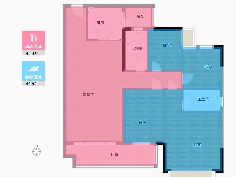 广东省-梅州市-奥园敏捷锦绣银湾-103.17-户型库-动静分区