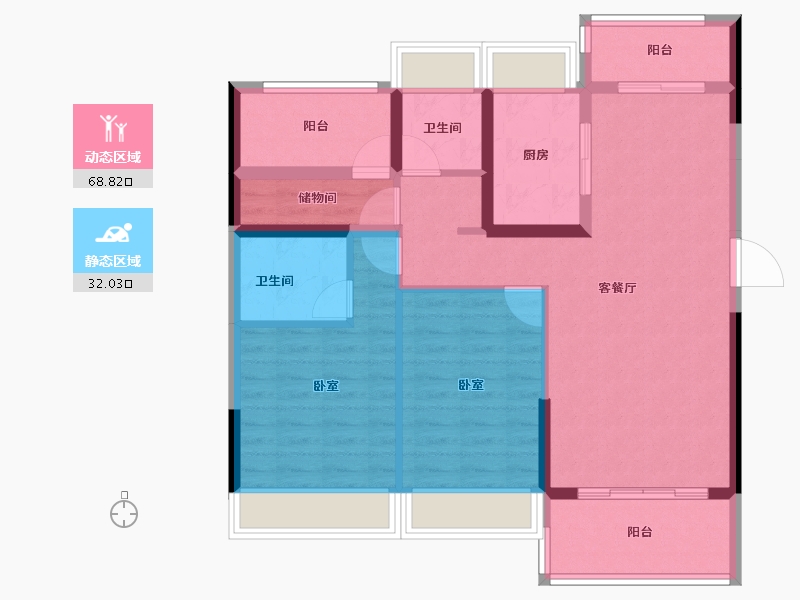 广东省-江门市-江门碧桂园凤凰城-89.91-户型库-动静分区