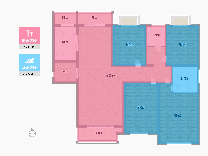 江苏省-镇江市-大亚第一城·玺园-124.00-户型库-动静分区