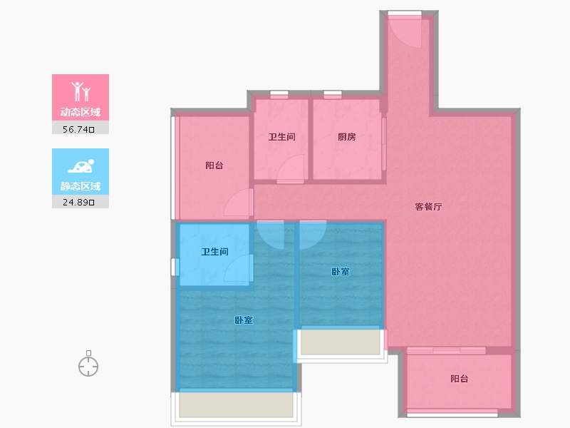 广东省-江门市-博富南湖壹號-73.61-户型库-动静分区