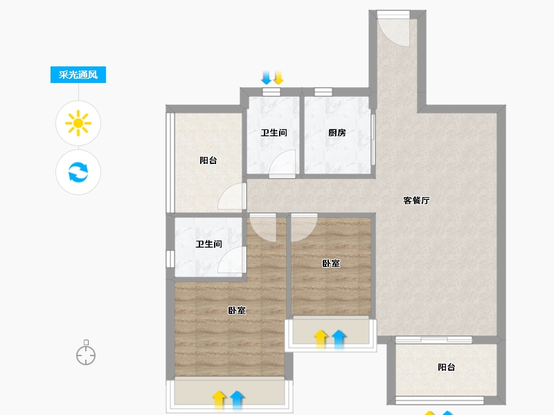 广东省-江门市-博富南湖壹號-73.61-户型库-采光通风